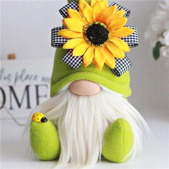 Sunflower Garden Gnome, Bumble Bee Gnomes Plush Decor,World Bee Day Fall Holiday - Picture 2 of 7